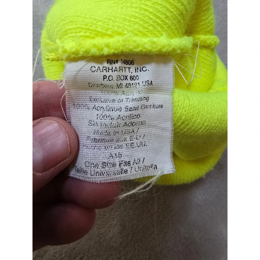 Carhartt A18 Acrylic‎ Hat Beanie Lime Neon Yellow Made in USA